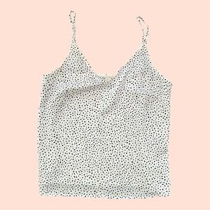A New Day | Matte Satin Cami Black and White Polka Dot Size XS